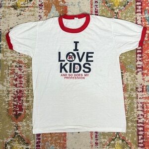 Vintage Single Stitch Ringer Education Teaching 1980s Crewneck Tshirt